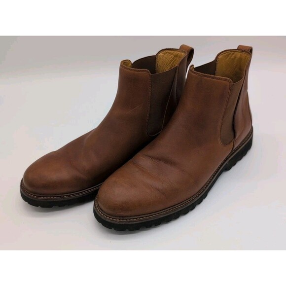 Samuel Hubbard 24 Seven Chelsea Style Pull On Boots Brown Leather Mens Sz 10 - Picture 1 of 11